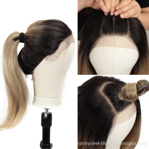 Popular Long straight synthetic wig for women High temperature fiber hair 613 ombre colored lace front wig synthetic hair wigs
